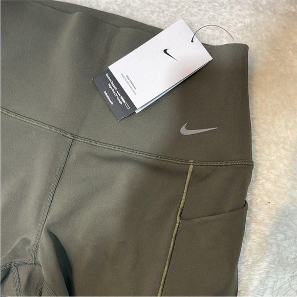 Nike Dri Fit High Rise 8 Inch Shorts Olive Green Extra Small - Picture 5 of 12